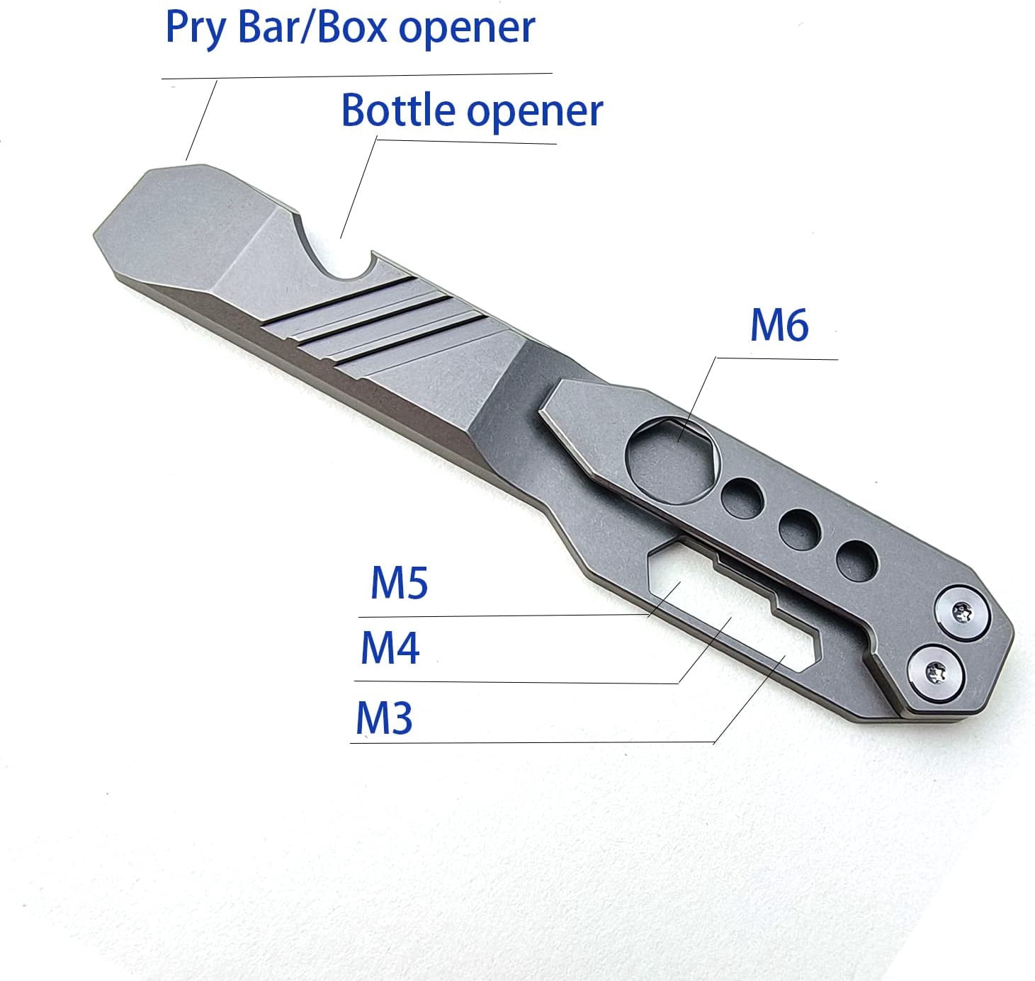 ABPETE Titanium Pry Bar Outdoor Prybar EDC Wrench Bottle Opener Multi-function tool with Pocket Clip