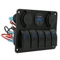 thumbnail image 1 of 5 Gang Aluminum Alloy IP65 Water Resistant Rocker Switch Panel with Dual USB Cigar Lighter Voltmeter, 1 of 7