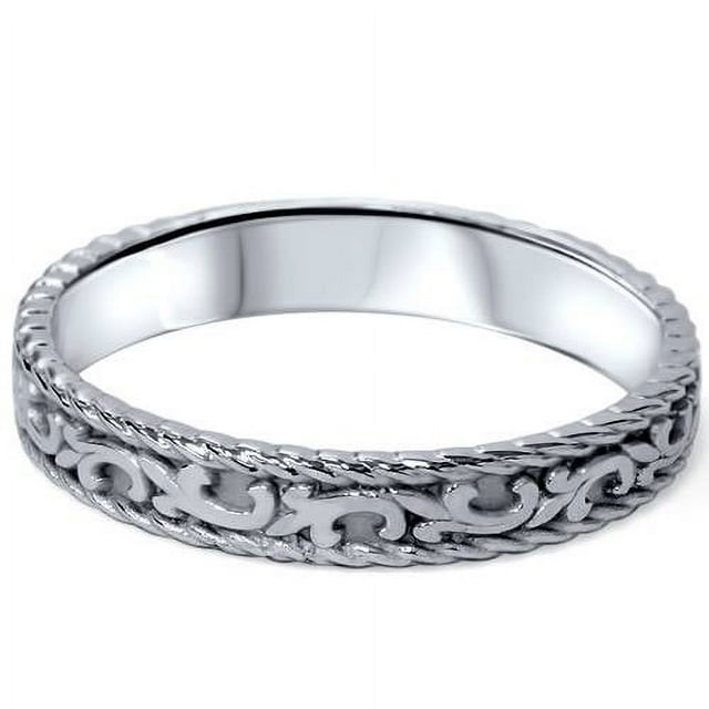 Bague de Mariage Tressée à la Main pour Hommes en Or Blanc Massif 14K 4mm