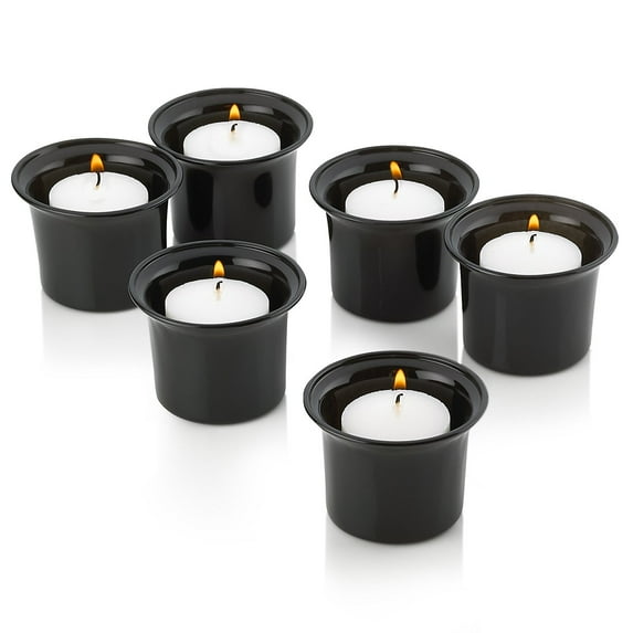 Black Glass Lip Votive Candle Holders With White Jasmine Scented Votive Candles Burn 10 Hours Set of 36