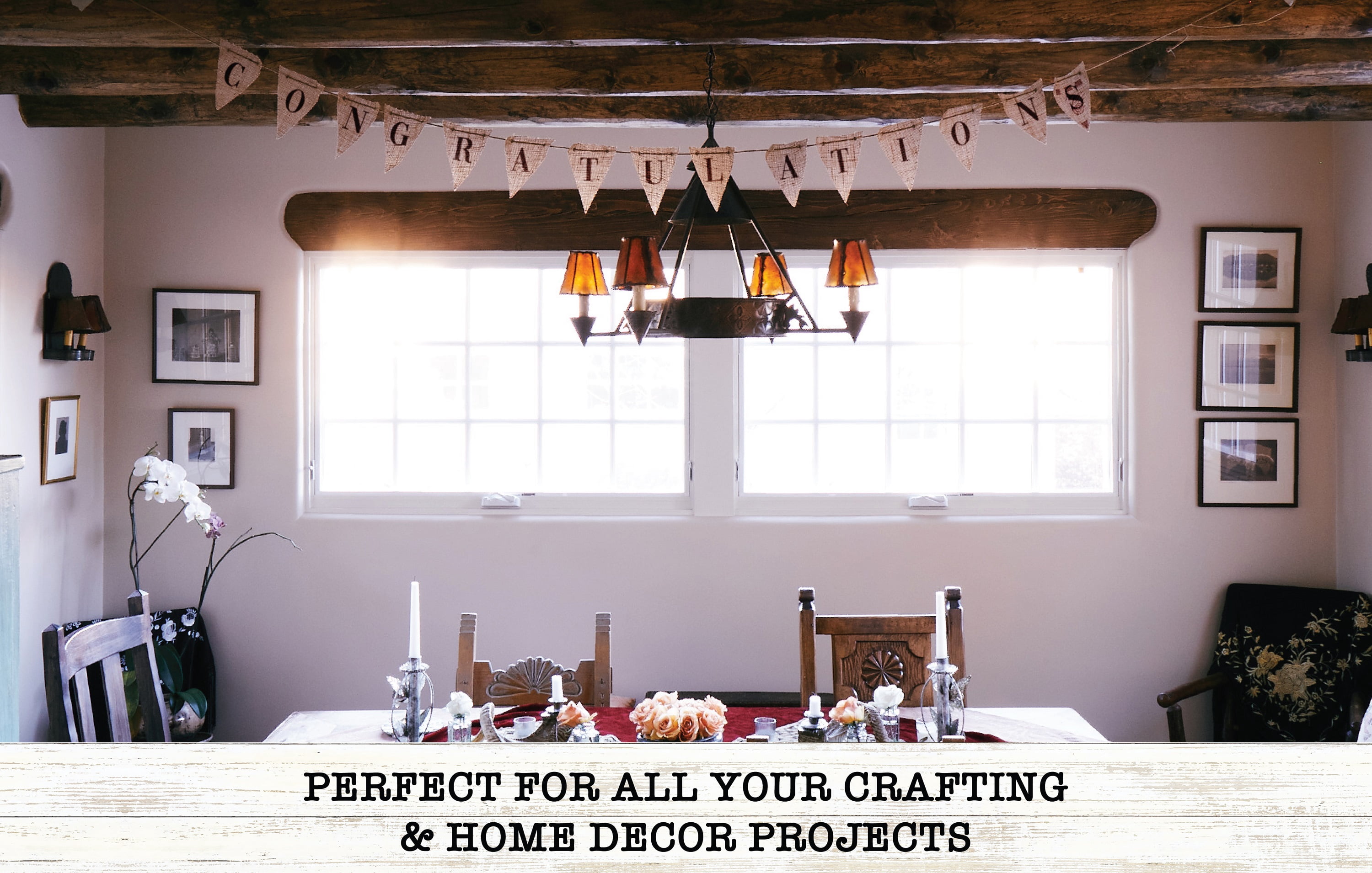 Love, Laugh, Craft Brown Party Banners, 15 Count 0.12" x 6"