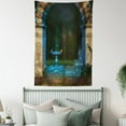 thumbnail image 5 of Gothic House Decor Tapestry, Forest Landscape from Ancient Archway Birds on Fountain Fairy Image, Wall Hanging for Bedroom Living Room Dorm Decor, 40W X 60L Inches, Blue Grey Green, by Ambesonne, 5 of 5