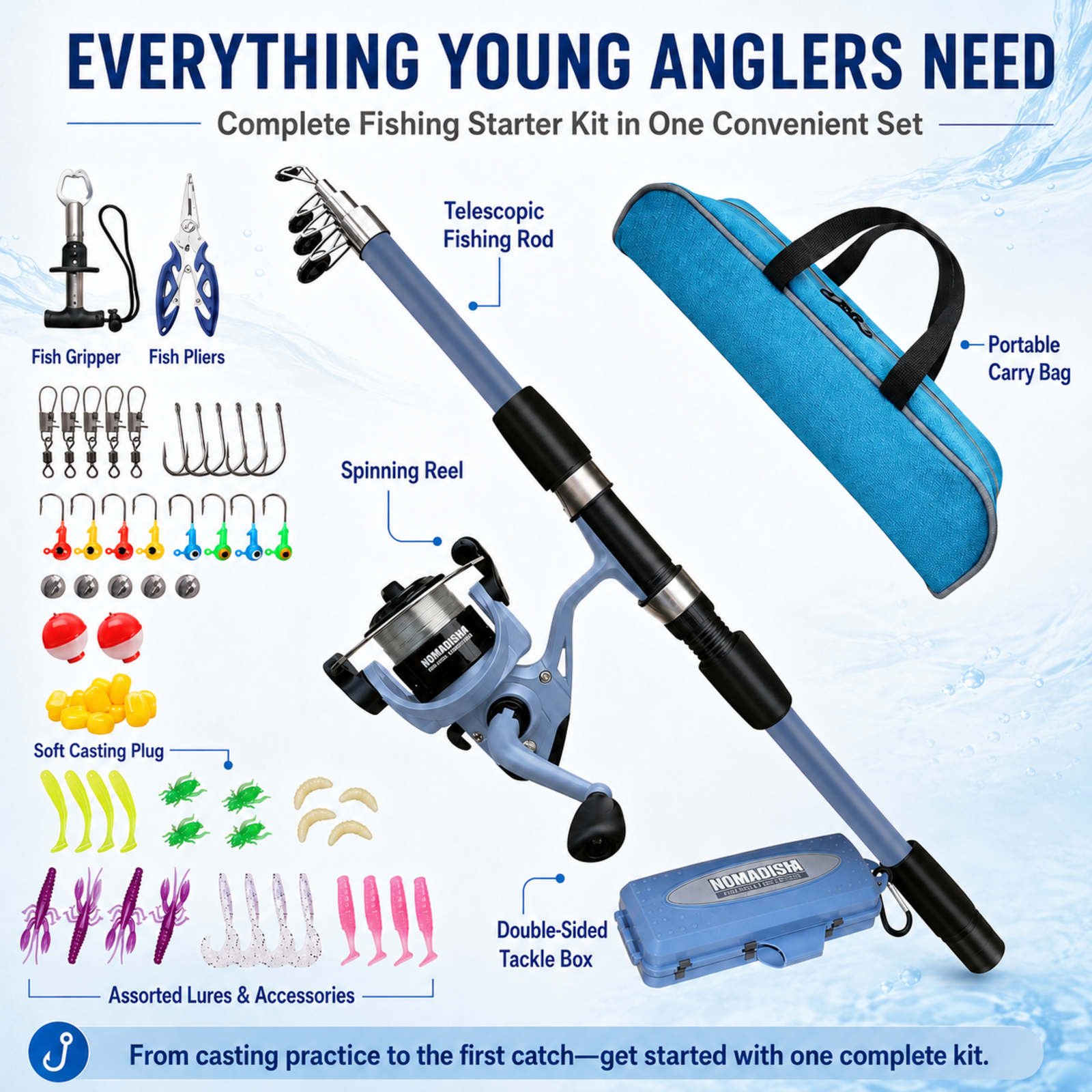 OUTGOO Kids Fishing Pole Telescopic Combo Kit photo 2