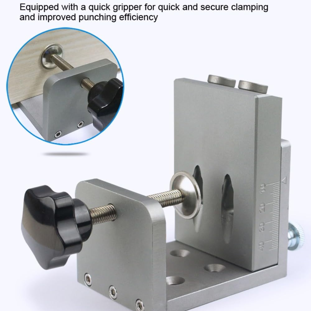 Aluminum Alloy Pocket Hole Jig Kit with 9mm Step Drill Bit Wood Doweling jig Drilling Hole Guide Locator Tools for Carpentry