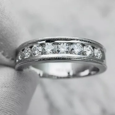 2CT Round Cut Lab Created Diamond Men's Wedding Band Ring 14K White Gold Plated