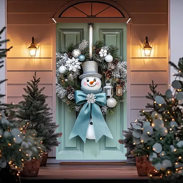 Linnome Christmas Door Cover, Christmas Decor Panel 35x71 Inches, Dual-Purpose Wall and Door Hanging for Holidays