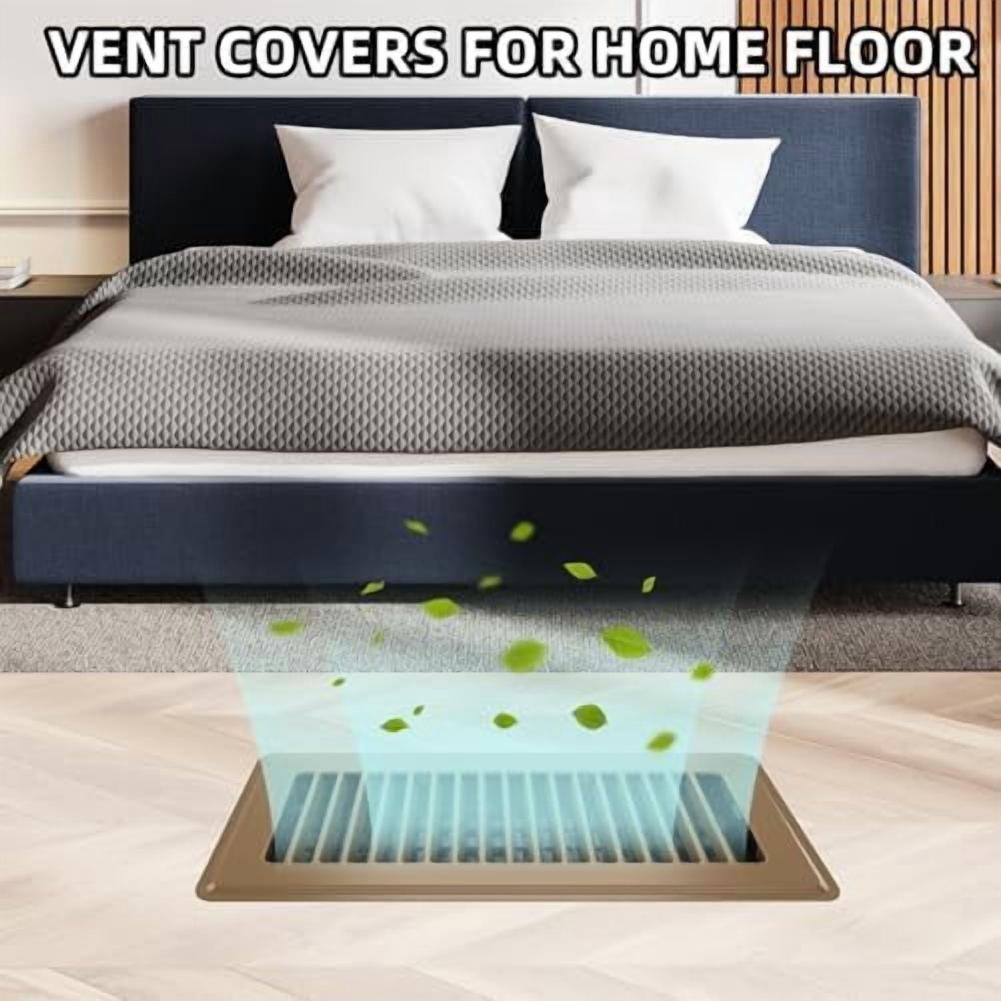 Floor Register 4x10 - 4 Pack Floor Vent Covers for Home Floor Heavy Duty Steel Walkable Floor Vents Air Vent Covers for Sidewall and Floor, Brown