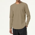 thumbnail image 2 of asjyhkr Mens T Shirts Basic Athletic Long Sleeve Crewneck Pullover Quick-Dry Lightweight Athleisure Gym Shirts(Medium,Khaki), 2 of 5