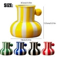 thumbnail image 3 of Colorful Striped Ceramic Vase with Handle – Handmade Modern Decor for Living Room, Office or Kitchen | Desktop Flower Arrangement Vase (Yellow), 3 of 9