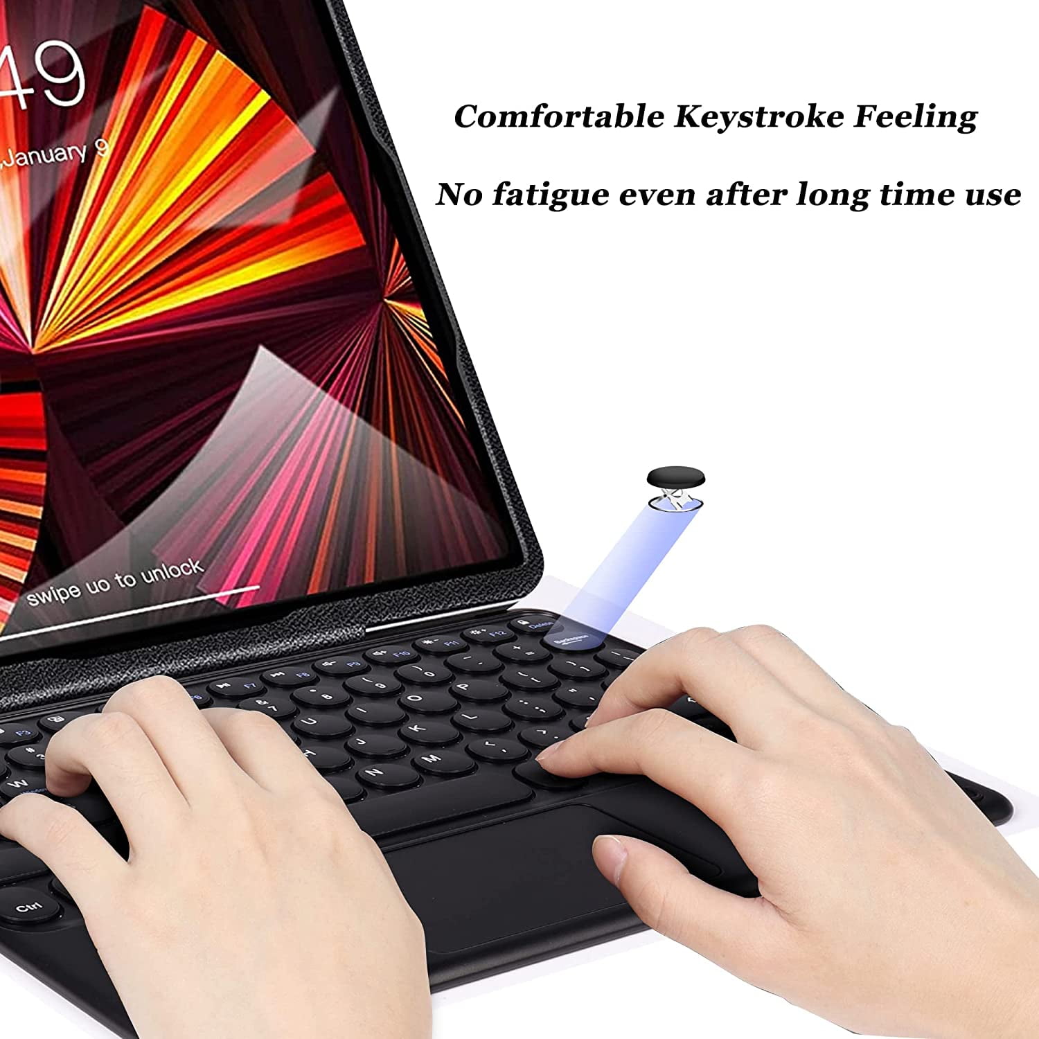 Wireless Bluetooth Keyboard with Touchpad for ipad, Portable Mini Small Universal Rechargeable 10 inch Ultra-Slim Wireless Keyboard for Tablet Smartphone PC Computer Laptop Windows Android iOS