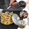 thumbnail image 4 of Yayeee Ashtray with Lid for Cigarette Smokeless Stainless Steel Home Ash Holder, Yellow Sardines Pattern, 4 of 7