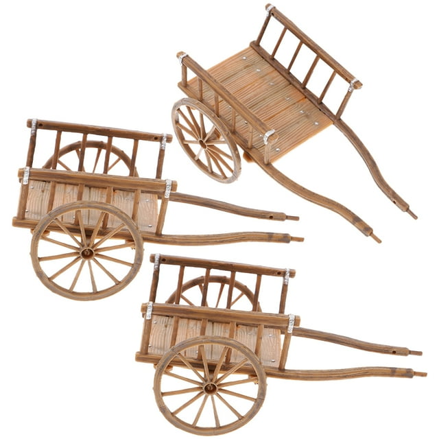 3 piezas de mini carrito de jardín, modelo de carrito simulado, carrito en miniatura, decoración artesanal