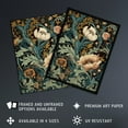 thumbnail image 3 of Flowers And Leaves Modern Art Nouveau Painting Detail Pastel Colour Teal Blue Orange Pink Autumn Blooms Artwork Framed Wall Art Print A4, 3 of 5