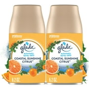 Glade Automatic Spray Refills, Air Freshener, Infused with Essential Oils, Coastal Sunshine Citrus, 6.2 oz, 2 Count