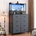 thumbnail image 2 of Towallmark Commode en Tissu Intelligente à 11 Tiroirs avec Recharge Sans Fil, Lumières DEL RVB, Armoire Anti-Basculement pour Chambre, Garde-Robe, Dortoir, Organisation de la Maison, Style Ferme, 2 of 8
