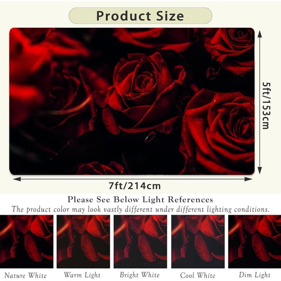 Rose Area Rugs 5'x7' Machine Washable Rugs Living Room Rugs Abstract Red Rose and Black Leaves Area Rug for Bedroom Laundry Room Kitchen Non Slip Carpet Soft Low-Pile