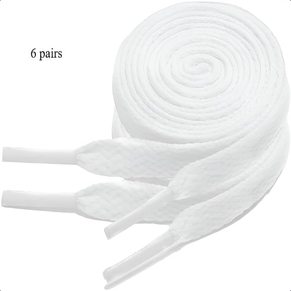 TUWAFE 6 Pairs of Nylon Shoelaces for Flat Shoes, Flat Shoe Laces Suitable for 5/16 Inch Wide Sneakers, 43 Inch Shoelaces