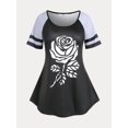 thumbnail image 1 of Camiseta Talla Extra Estampado Rosa Manga Raglán Rosegal Camisetas tallas grandes, 1 of 5