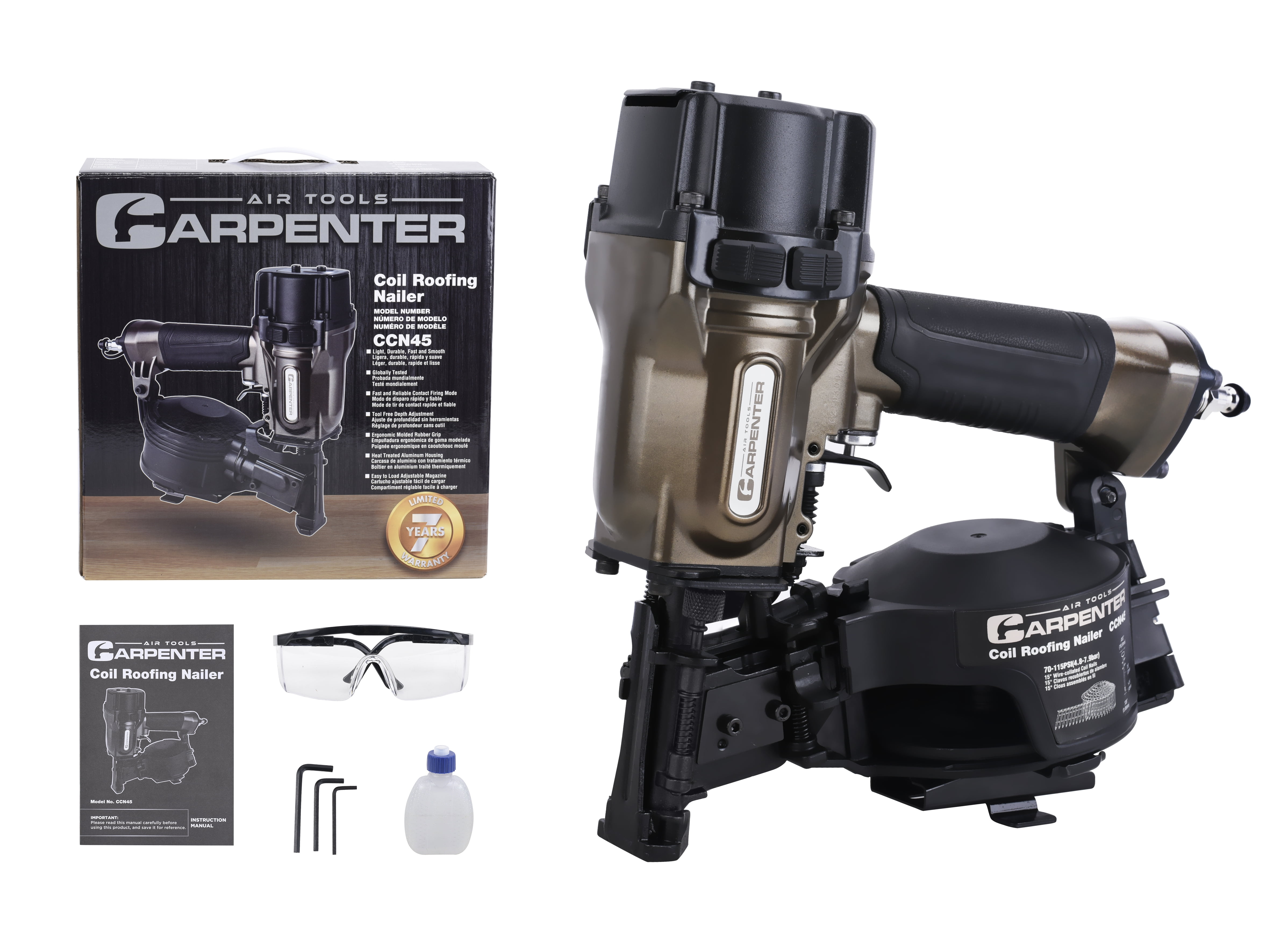 Carpenter Air Tools CCN45 7/8" to 1 3/4" 15° Pneumatic C Roofing Nailer