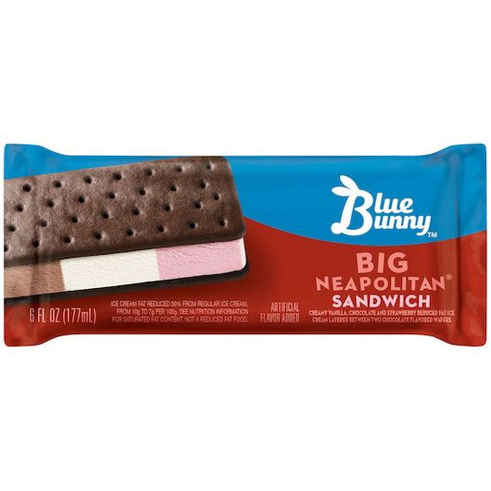 Blue Bunny Big Neapolitan Ice Cream Sandwich Bar, 6 Fluid Ounce 24