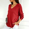 thumbnail image 6 of Gaukiv Long Sleeve Sweaters for Women Solid V Neck Slimming Lightweight Knit Pullovers Basic Blouses Layer Tops Red 2XL, 6 of 6