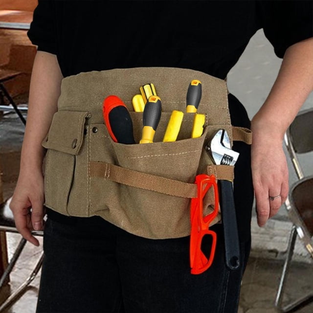 Bolsa de herramientas Puente de herramientas portátiles Policitas desmontables Multifuncionales Cinturón de la cintura Organizador de herramientas de Caqui