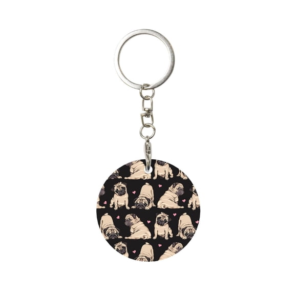 Naloa French Bulldog Print Round Keychain Keychain Key Ring, Key Tag, Key Chain Bulk for Gift Accessories (Round)