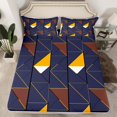 thumbnail image 2 of Manfei Abstract Sqare 4pcs Bed Sheets,Geometric Triangle King Sheets,Blue Yellow Super Cozy Sheet Set,Teenager Bedroom Decor, 2 of 7