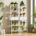 thumbnail image 5 of Tydimor 5-Tier 59.5" Ladder Bookshelf with Removable Drawers Narrow Bookcase for Living Room,White, 5 of 7
