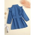 thumbnail image 3 of Xingqing Robe d'Automne pour Filles, Mode, Volants, Manches Longues, Simple Boutonnage, Col Rabattu, Robe Trapèze, Bleu, 6-7 Ans, 3 of 7
