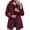 Wine women hooded jacket a1, variant on Tusihei Women Hooded Jacket Drawstring Coat Zip Up Solid Outwear Windbreaker Mid Length Anorak Outfits, Purple 2XL
