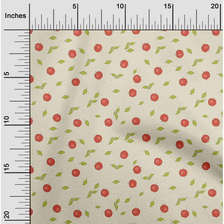 oneOone Viscose Chiffon Fabric Leaves & Apple Fruit Sewing Fabric BTY 42  Inch Wide 