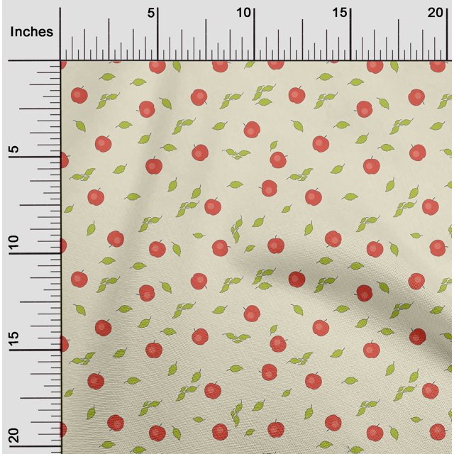 oneOone Cotton Flex Fabric Leaves & Apple Fruit Fabric by Yard 40 Inch Wide