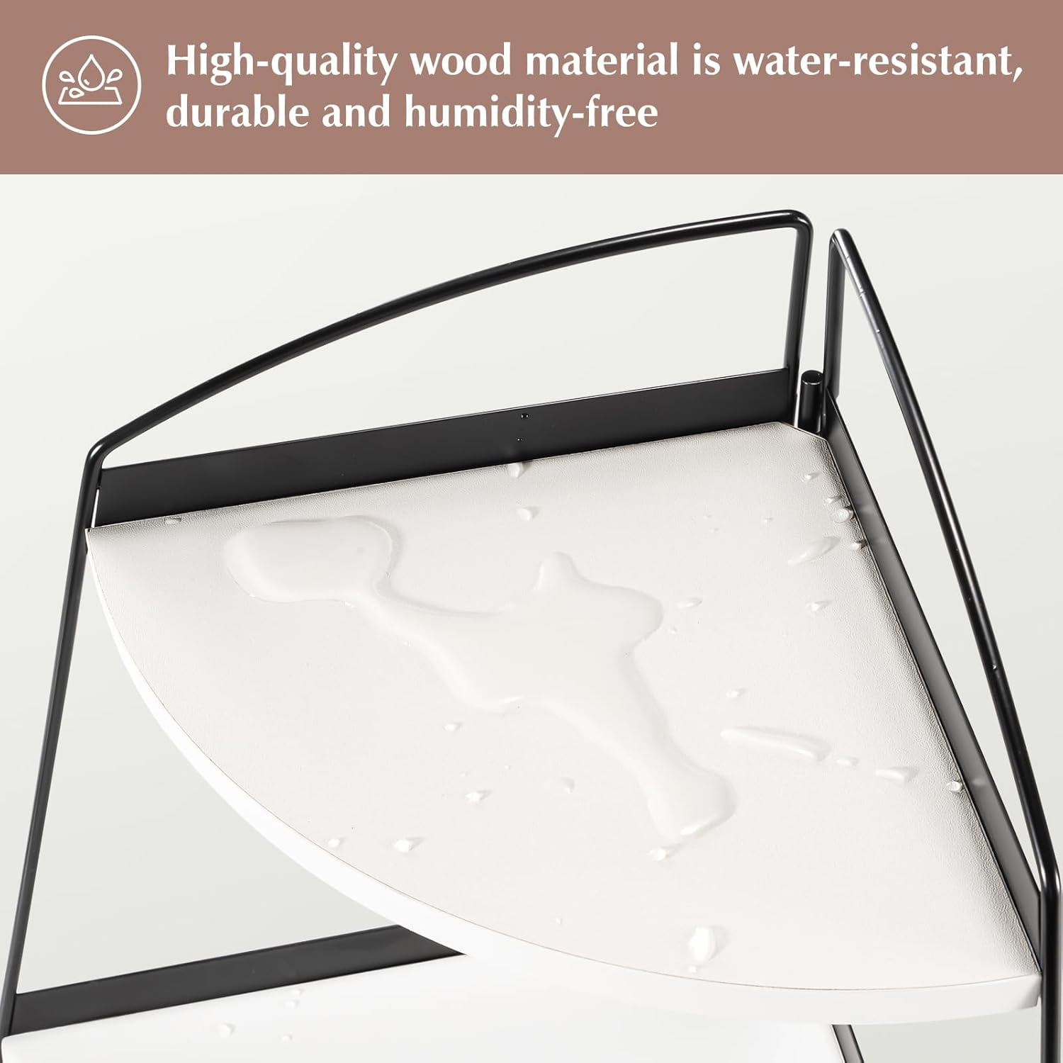 Puricon 2-Tier Wood Countertop Organizer Bathroom Sink Corner Shelf -White