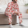 thumbnail image 7 of Naloa Strawberries Men’s Pajamas Set - Long Sleeve Button Down Sleep Shirt and Pajama Bottoms Sleepwear Set-Small, 7 of 7