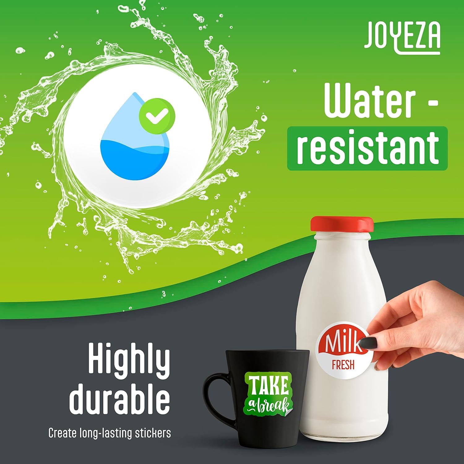 JOYEZA Inkjet Printable Vinyl Sticker Paper, 8.5 x 11 in, White, 80 Sheets