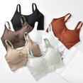 thumbnail image 3 of POINTERTECK Stylish Women Solid Color Padded Wireless Elastic Ribbed Tube Top Bra Underwear Apricot One Size, 3 of 13