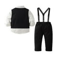 thumbnail image 5 of Otqutp Casual Bodysuits for Baby Boys Pants Sets Toddler Gentleman Outfits Long Sleeve Dress Shirt + Suspenders Pants + Bow Tie 6M-5 Years(Black-B,12-18 Months), 5 of 7
