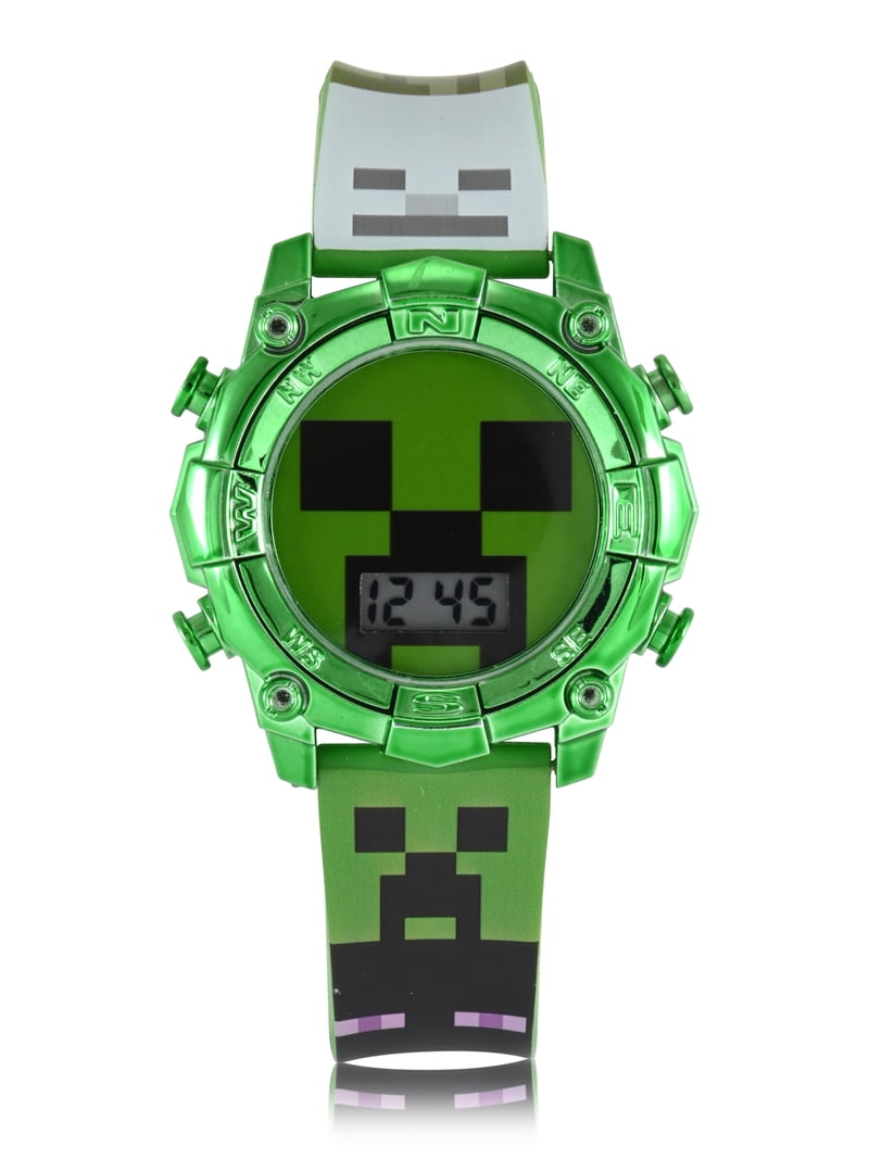 Minecraft Creeper Unisex Child Green LCD Watch, MIN4299WM