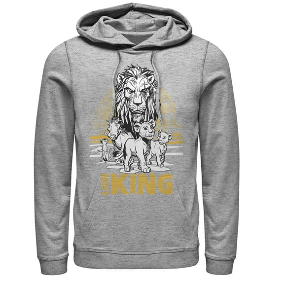 Men's Lion King Savannah Sunset Crew  Pull Over Hoodie Athletic Heather X Large