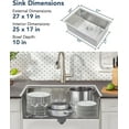 thumbnail image 6 of ChaoLink 27" Undermount Kitchen Sink, 16 Gauge Deep Single Bowl, Accessories for Workstation, Prep Kitchen, 6 of 7