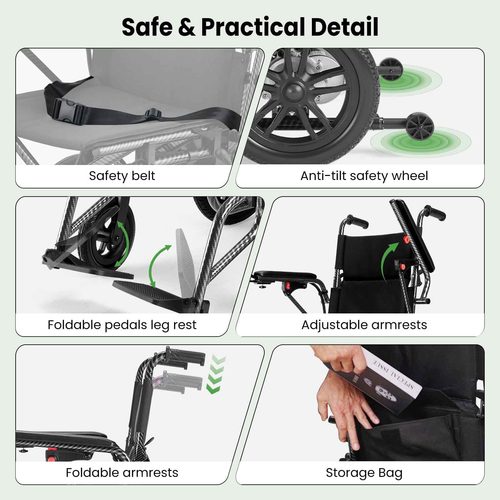 Foldable Electric Wheelchair,20+ Miles,360°Joystick,Gift for Mom on Mother's Day(Black)