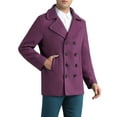 thumbnail image 4 of INSPIRE CHIC Double Breasted Coat for Men's Notched Collar Formal Classic Peacoat L Purple, 4 of 6