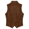 thumbnail image 6 of Atkumj Suede Vest for Women Trendy Stand Collar Cinched Waist Womens Vests Casual Solid Color Button Front Sleeveless Jacket S, 6 of 8