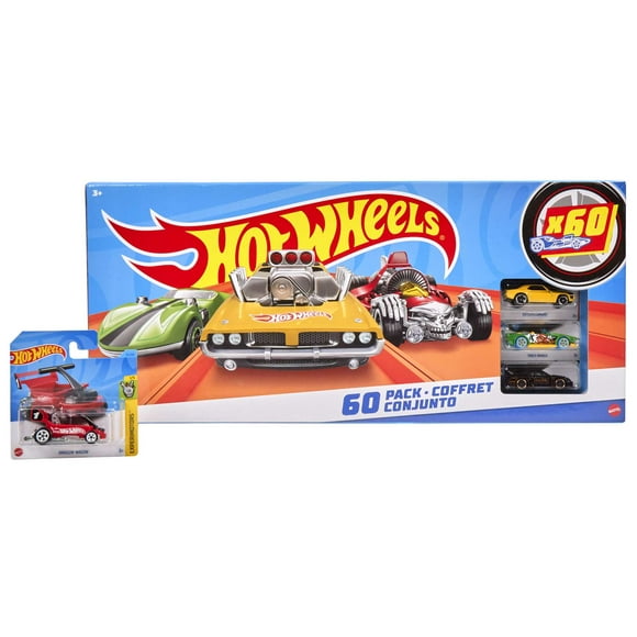 Hot Wheels Set of 60 1:64 Scale Toy Cars or Trucks, Collectible Vehicles (Styles May Vary)