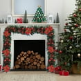 thumbnail image 6 of HongHeng Artificial Christmas Poinsettia Garland with Eucalyptus Leaves, Red Berries Garland Decor for Home, Fireplace, Wall, Porch, Table, Mantle, Indoor Outdoor Decoration, 6 of 6