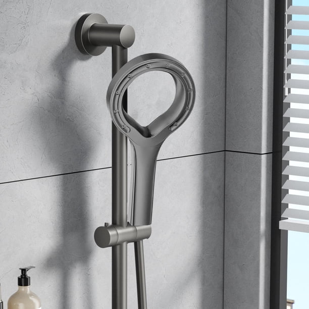 Cabezal de ducha de alta presión, ajuste universal, alto ahorro de agua, adaptador de 1/4'', forma redonda, presurizado para baño de hotel. gris