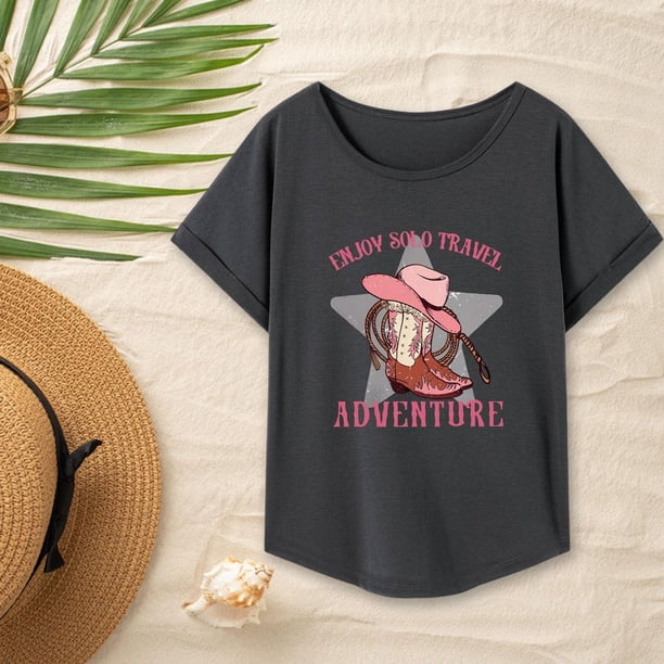 Camiseta para Mujer, Camiseta Básica, Camiseta Moderna con Cuello Redondo para Oficina, Regalo de San Valentín M