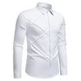thumbnail image 5 of Mens Dress Shirts Long Sleeve Solid Business Design Stand Collar Formal Shirt White M, 5 of 9