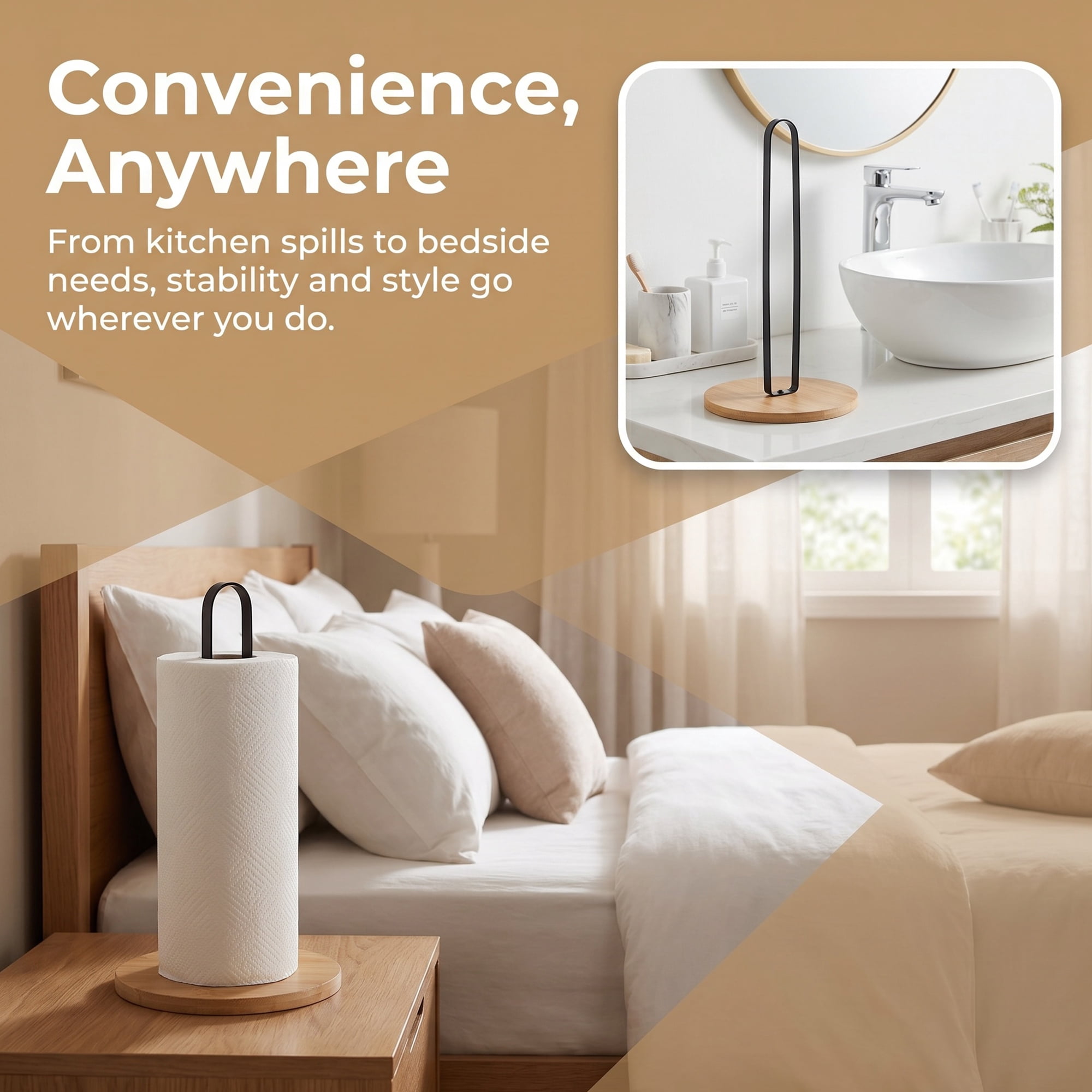 Unique Bargains Paper Towel Holder Countertop Base Dispenser Metal Black A 10.2x6.3inch